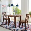 TOPMAX 3-Piece Wood Drop Leaf Breakfast Nook Dining Table Set with 2 X-back Chairs for Small Places, Brown