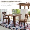 TOPMAX 3-Piece Wood Drop Leaf Breakfast Nook Dining Table Set with 2 X-back Chairs for Small Places, Brown