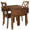 TOPMAX 3-Piece Wood Drop Leaf Breakfast Nook Dining Table Set with 2 X-back Chairs for Small Places, Brown