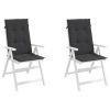 Garden Highback Chair Cushions 2 pcs Black 47.2"x19.7"x1.2" Fabric