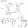 TREXM 6-Piece Retro Rectangular Dining Table Set, Table with Unique Legs and 4 Upholstered Chairs & 1 Bench for Dining Room and Kitchen (Gray Wash)