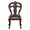 Elegant Style Beautiful Side Chairs 2pc Set Cherry Finish with Gold Tipping Fabric Upholstered Traditional Formal Dining Room Furniture
