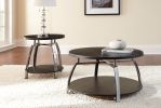 Elegant Table Collection - Soft Round Shapes, Silvershield Laminate Tops - Black Nickel Base, Aggressive Profile - Cocktail Table with Casters