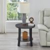 Anze Contemporary Round Wood Shelf End Table in Charcoal Finish