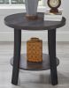 Anze Contemporary Round Wood Shelf End Table in Charcoal Finish